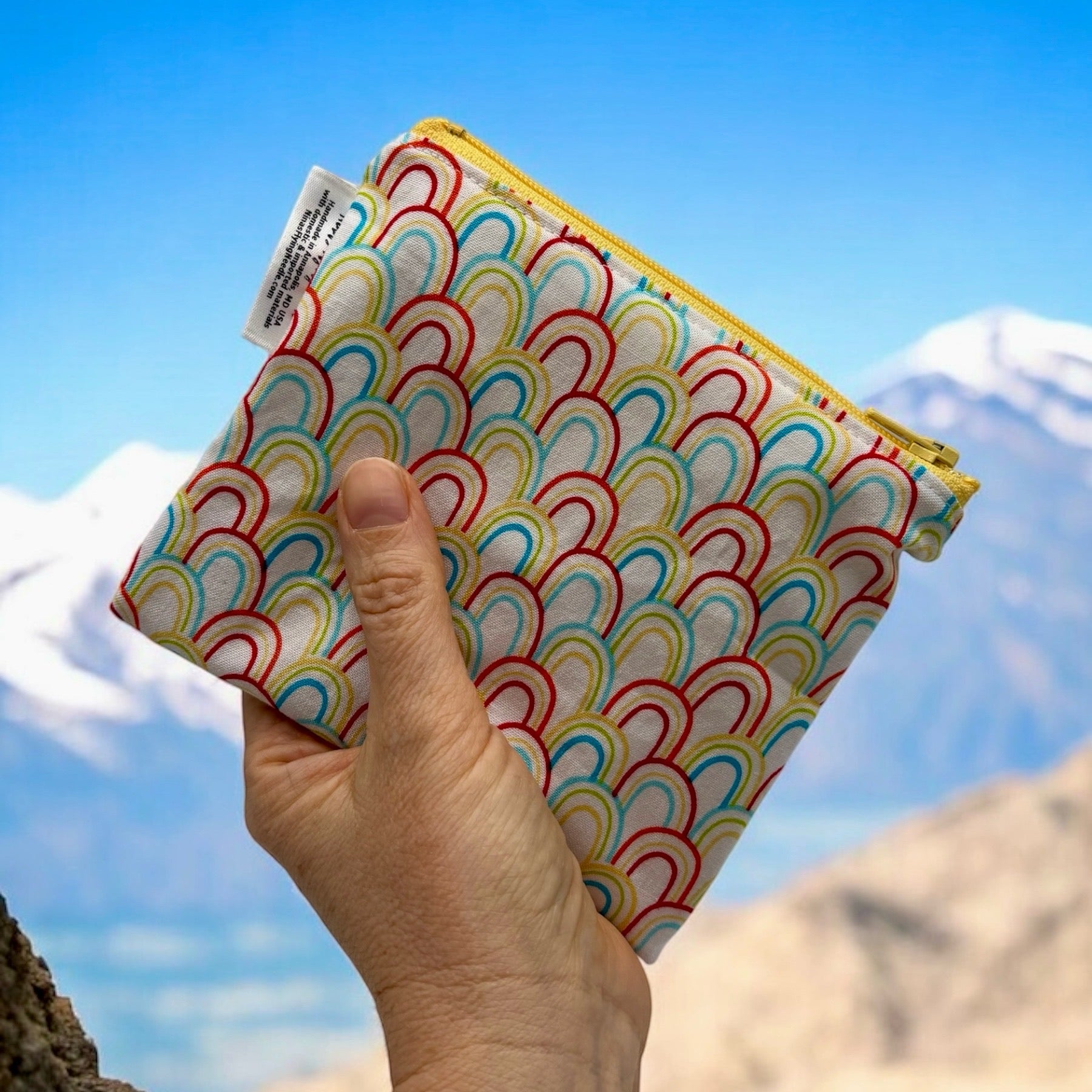 Toddler Sized Reusable Zippered Bag Rainbows All Over