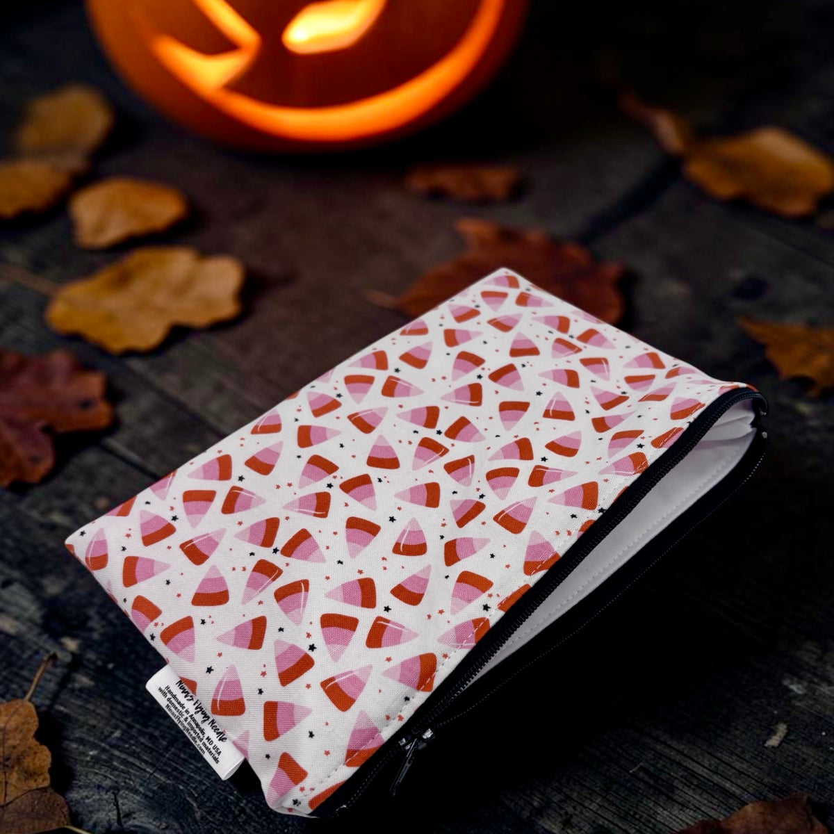 Snack Sized Reusable Zippered Bag Candy Corn Pink