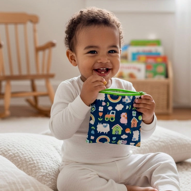 Toddler Sized Reusable Zippered Bag Animals Farm