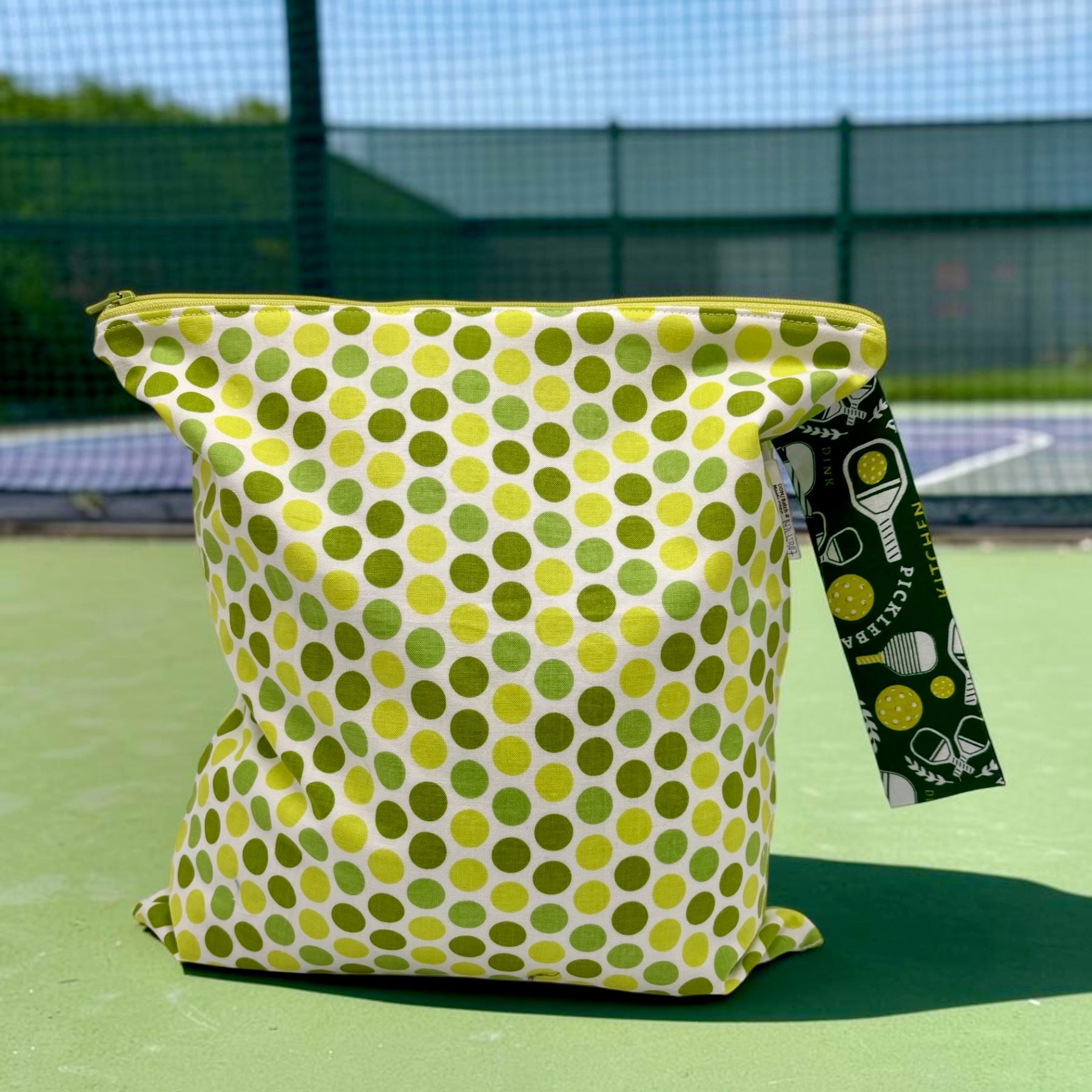 Large Wet Bag with Handle Dots and Pickleball