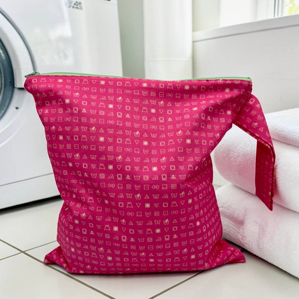 Large Wet Bag with Handle Laundry Icons
