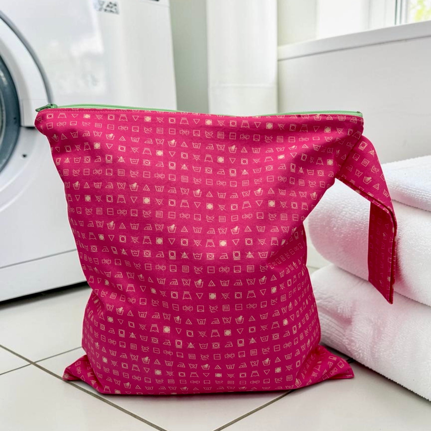 Large Wet Bag with Handle Laundry Icons