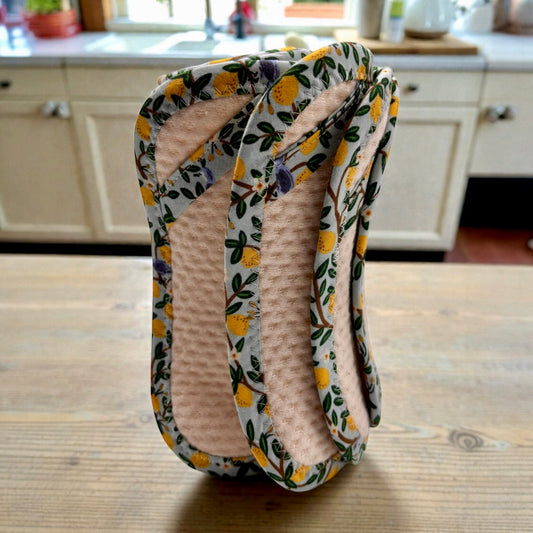 Set of 2 Reusable STANDARD Paper Towels - Lemons and Parrots