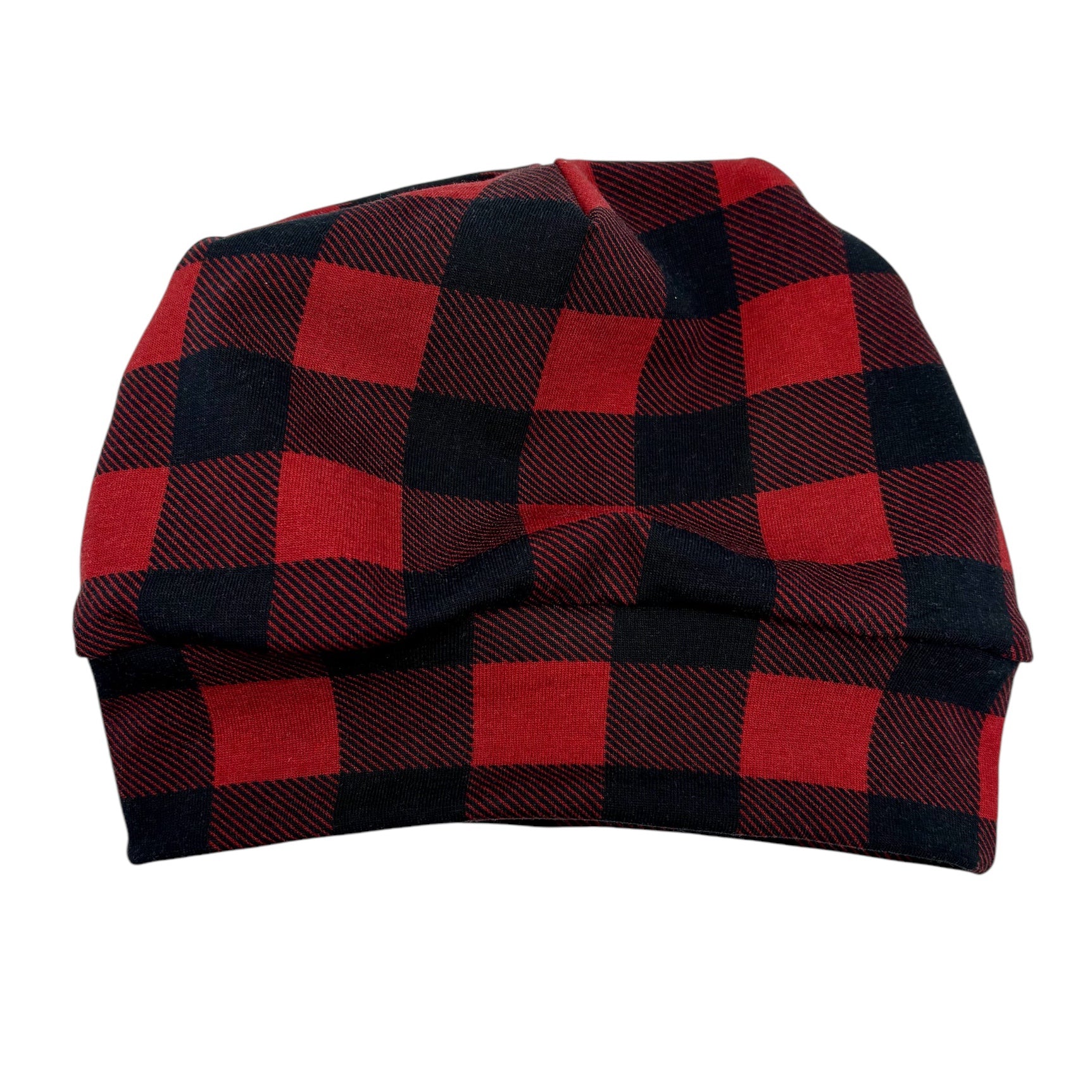 Beanie Hat in Little Kid: Plaid Black and Red