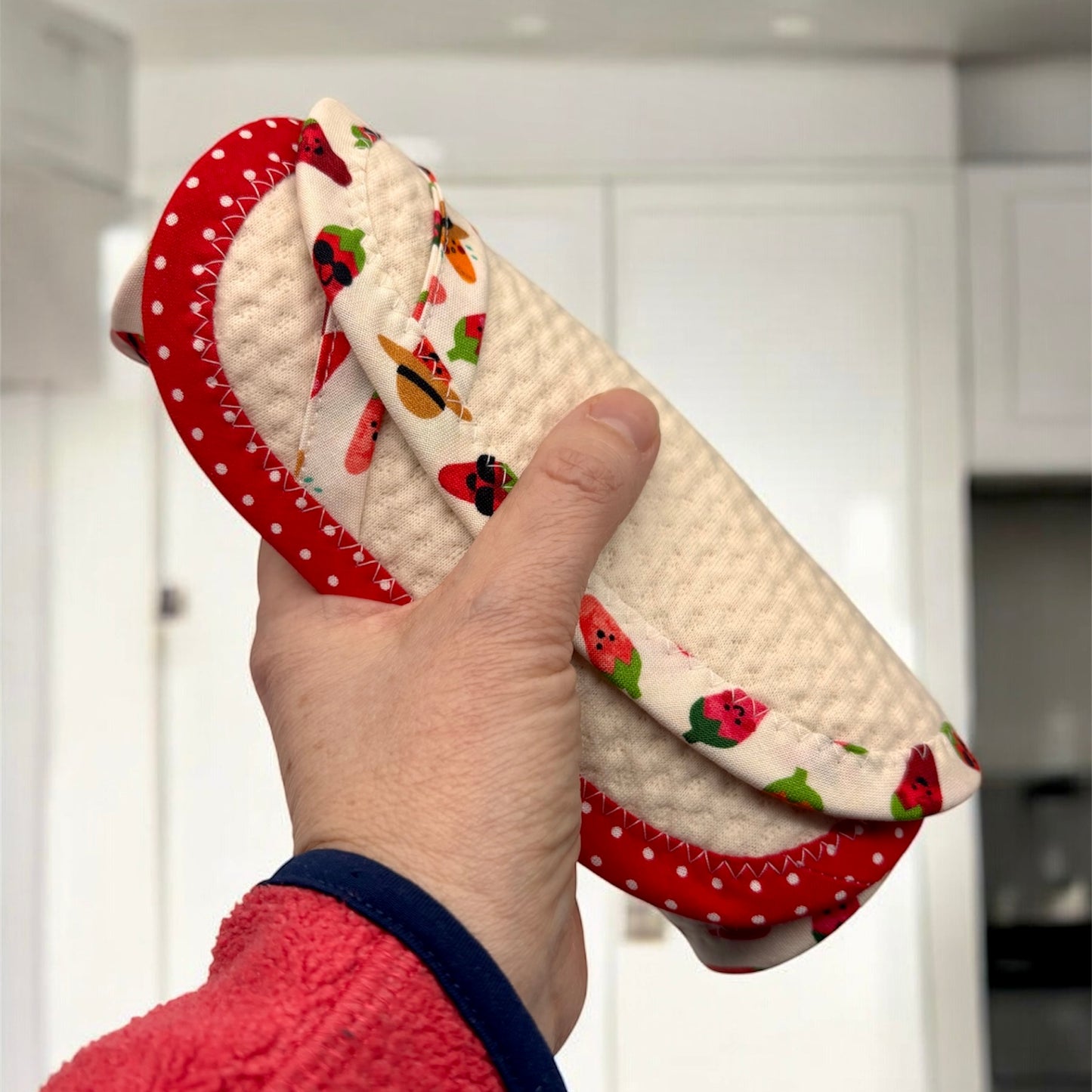 Set of 2 Reusable STANDARD Paper Towels - Chili Peppers and Polka Dots