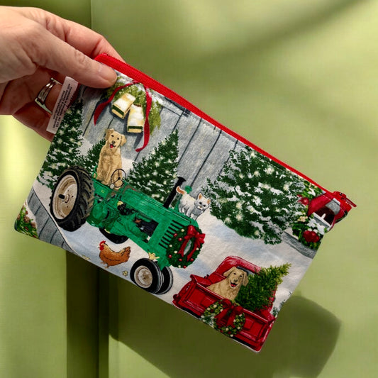 Snack Sized Reusable Zippered Bag Barn Christmas