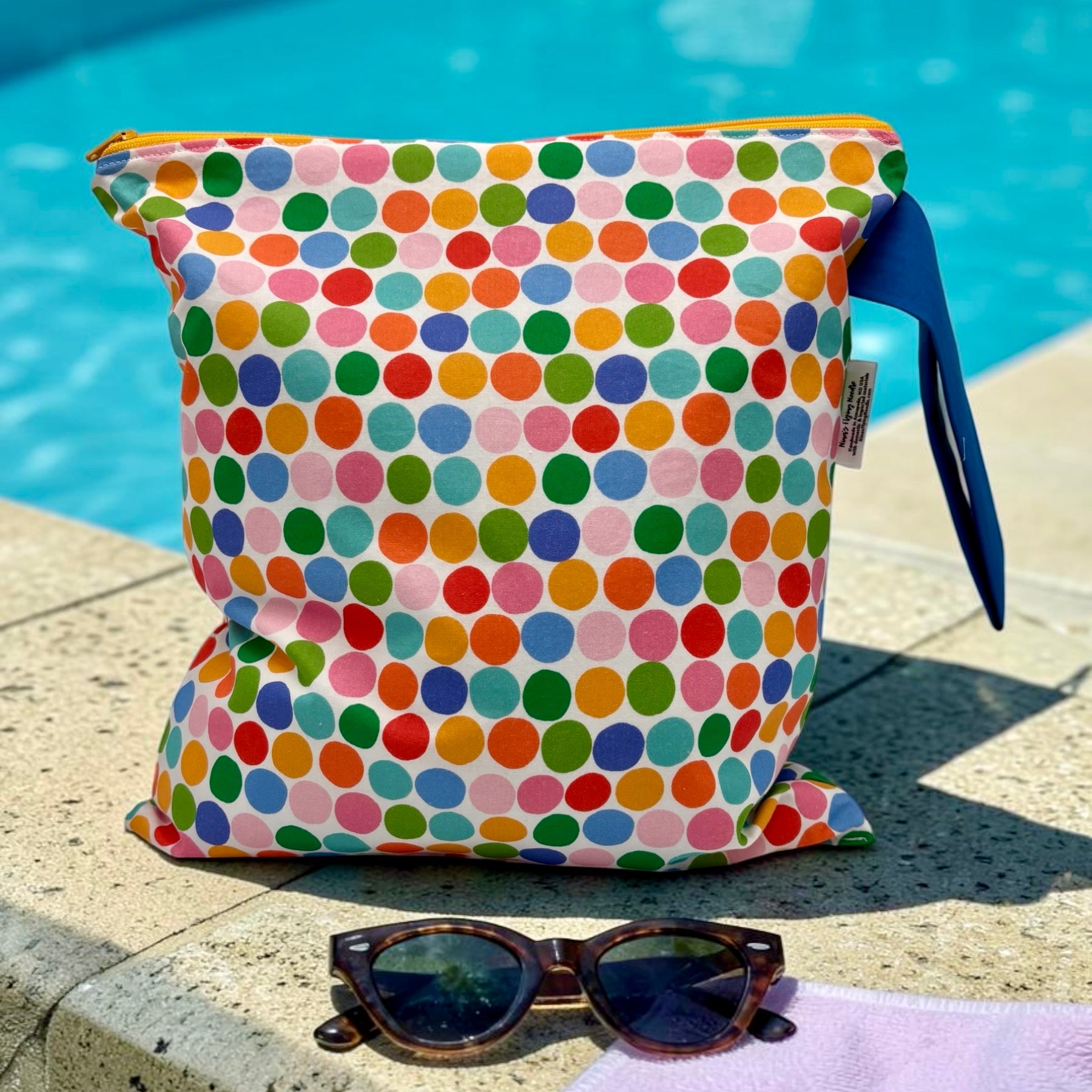 Large Wet Bag with Handle Dots Colorful