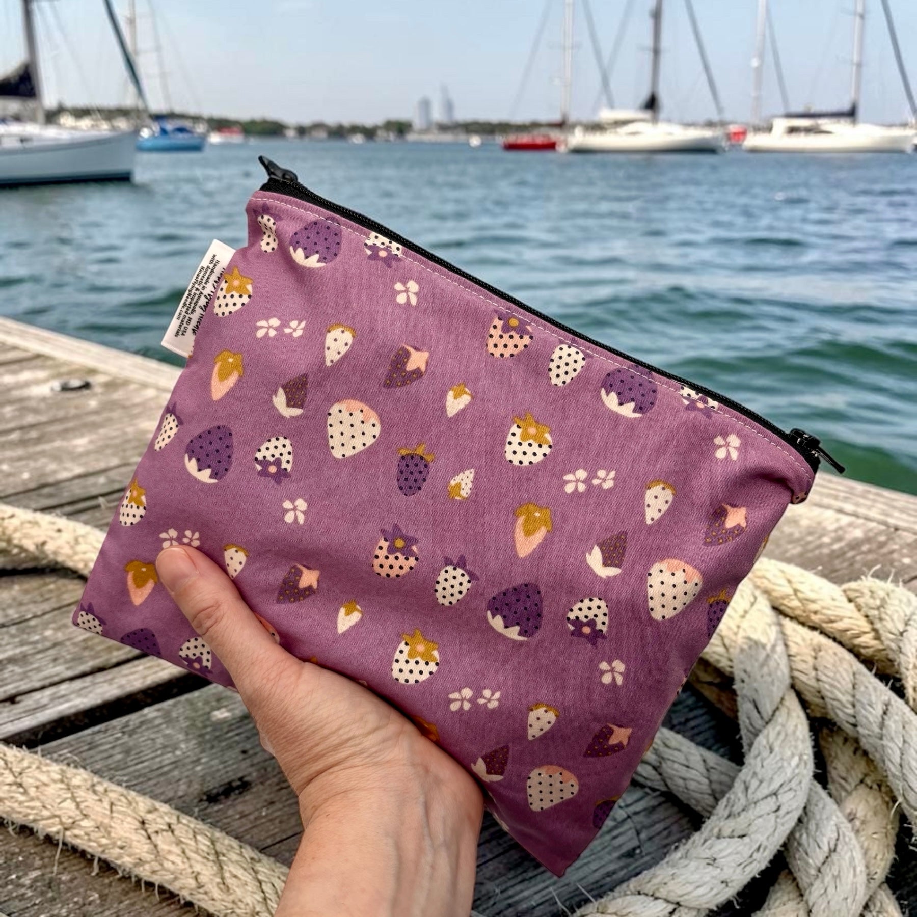 Sandwich Sized Reusable Zippered Bag Strawberries