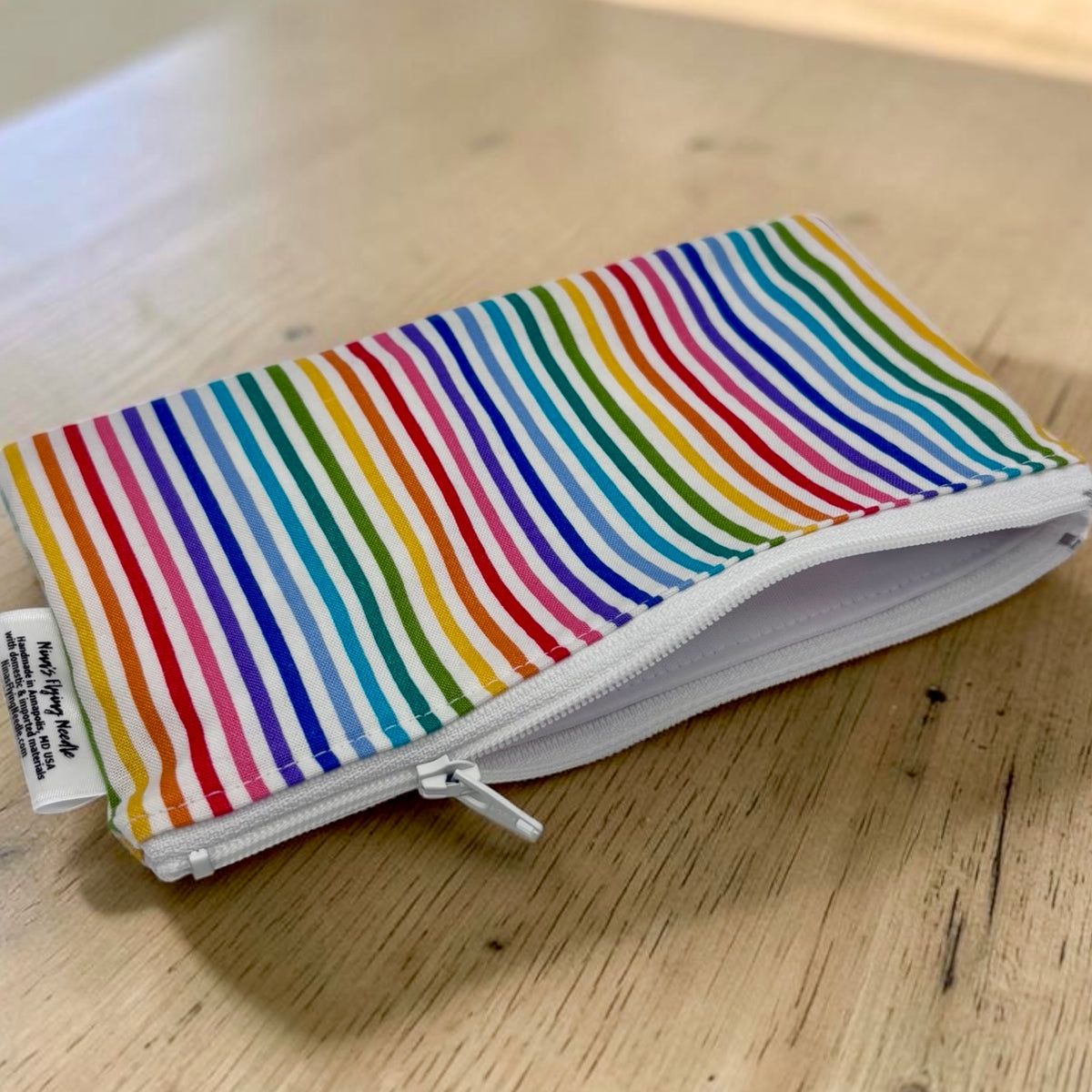 Knick Knack Sized Reusable Zippered Bag Stripes Rainbow