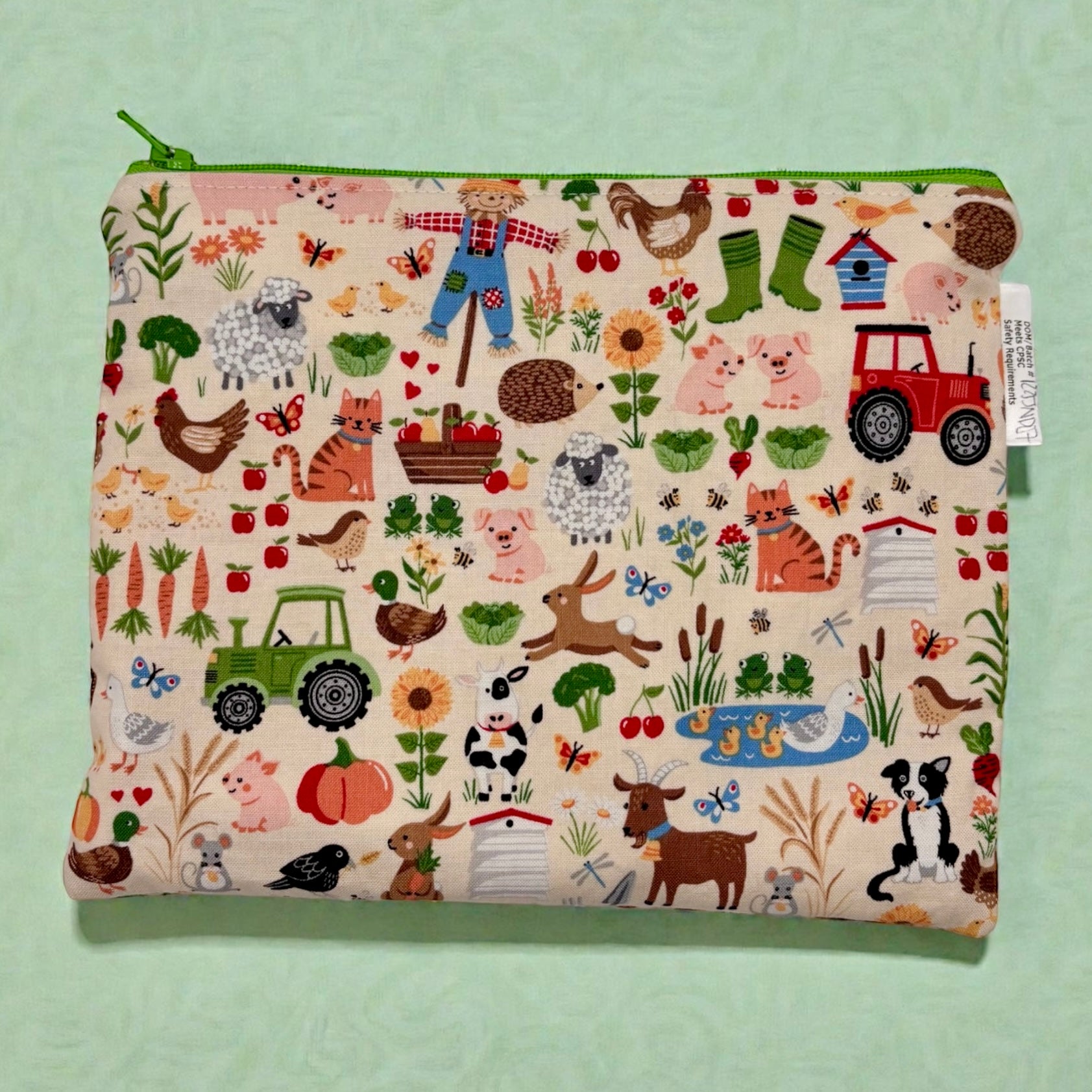 Sandwich Sized Reusable Zippered Bag Farm Life