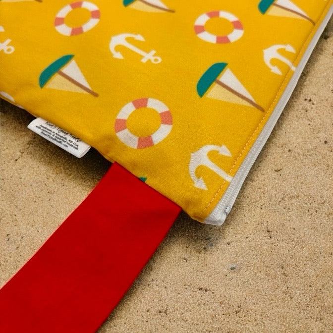 Large Wet Bag with Handle Sailboats and Anchors