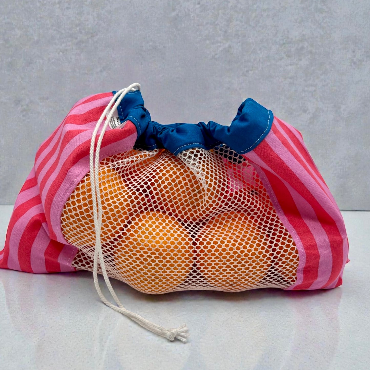 Medium Produce Bag Stripes Pink
