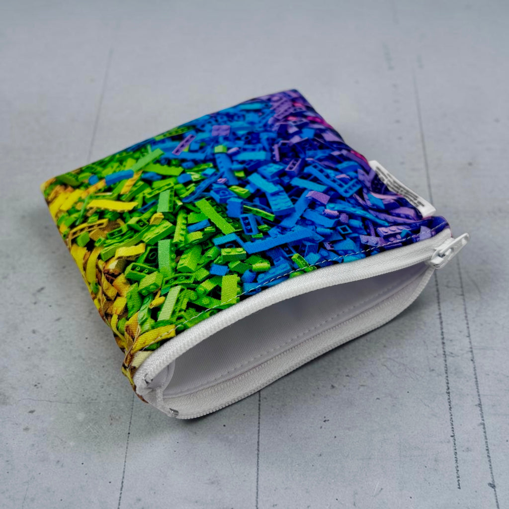Toddler Sized Reusable Zippered Bag Building Bricks Rainbow
