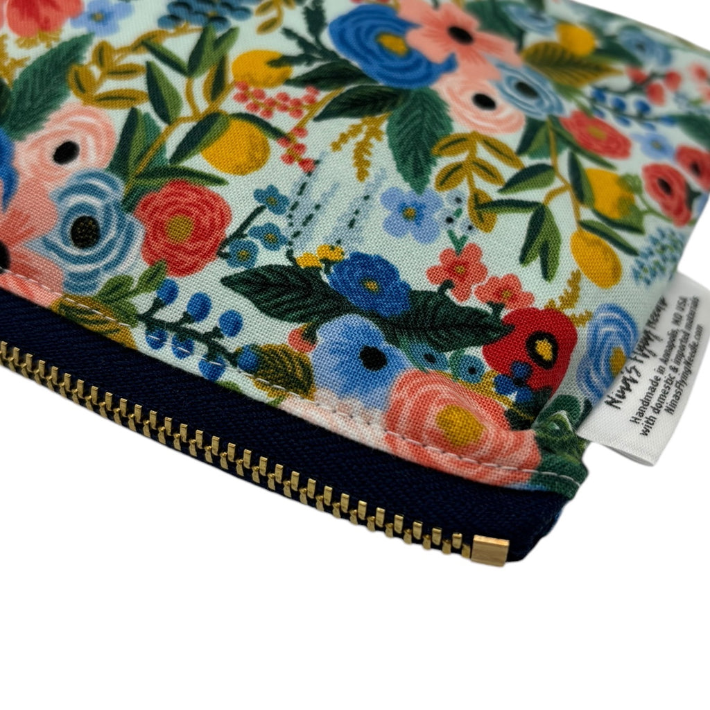 Snack Sized Reusable Zippered Bag Floral with Gold Zipper