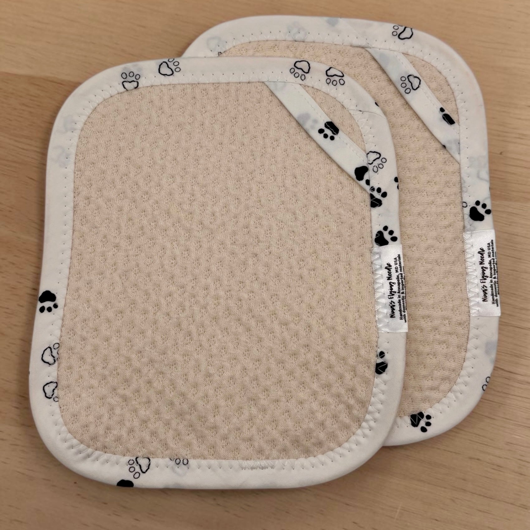 Set of 2 TINY Reusable Paper Towels - Dog Paws