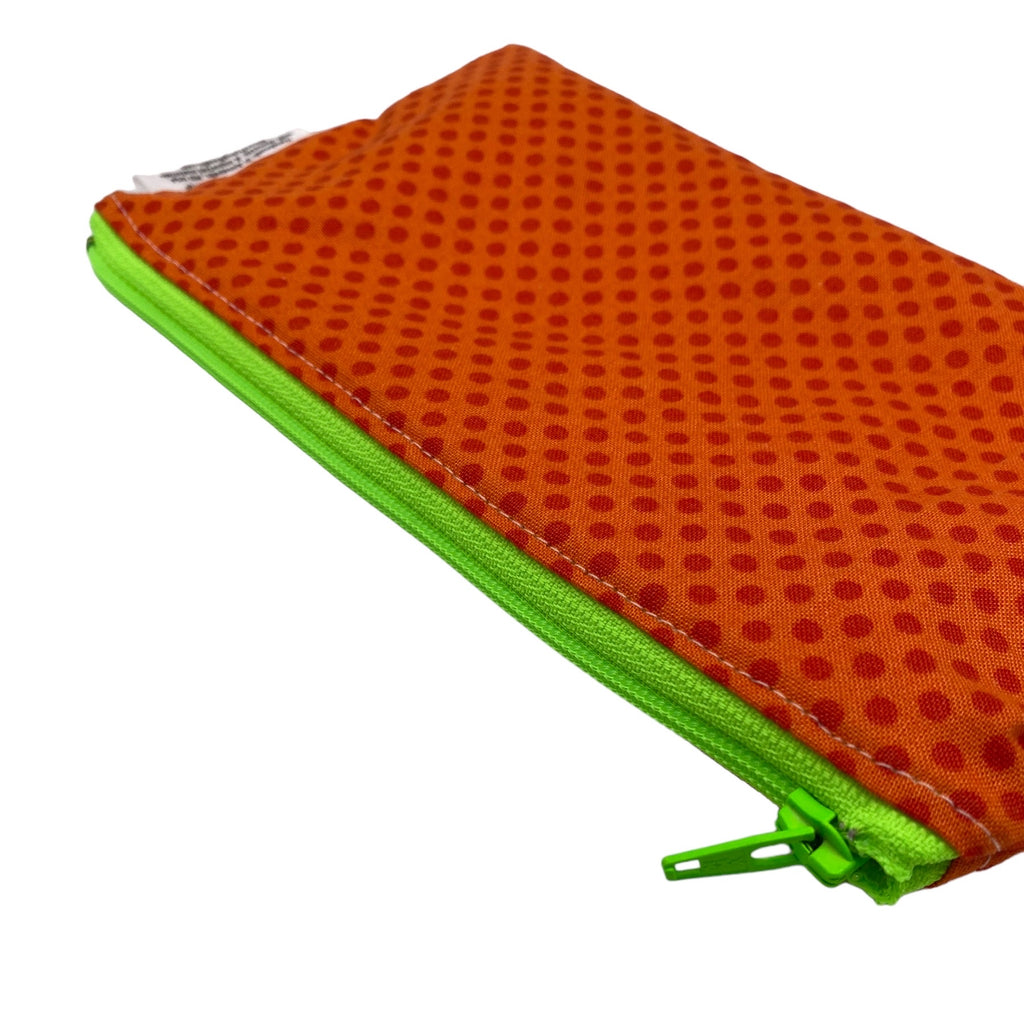 Knick Knack Sized Reusable Zippered Bag Polka Dots on Orange