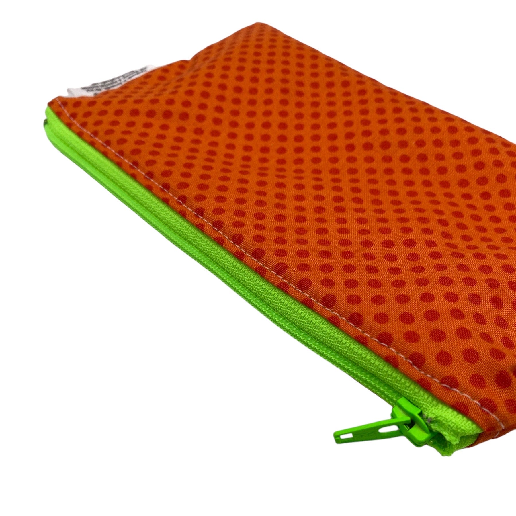 Knick Knack Sized Reusable Zippered Bag Polka Dots on Orange