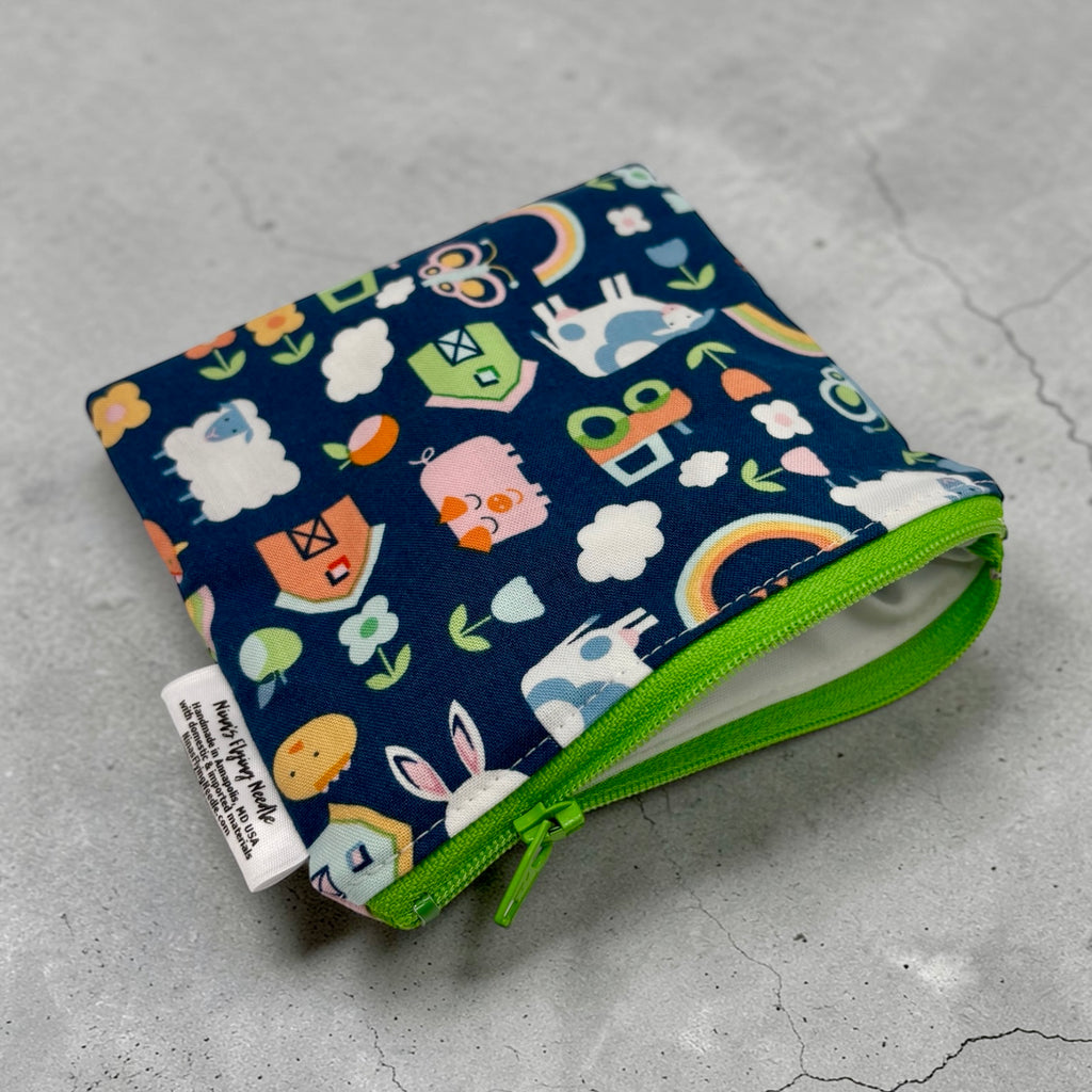 Toddler Sized Reusable Zippered Bag Animals Farm