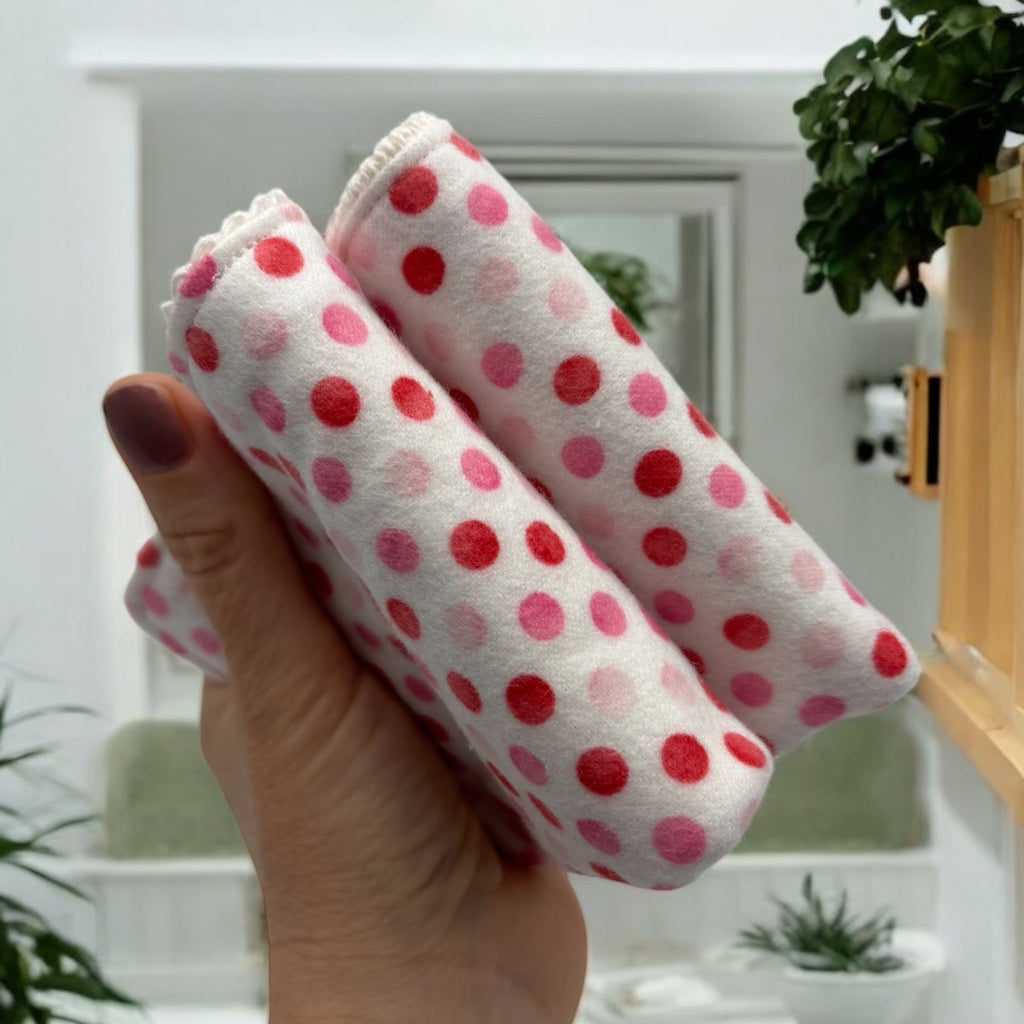 Wash Cloth - Regular - Dots - Pink/Red