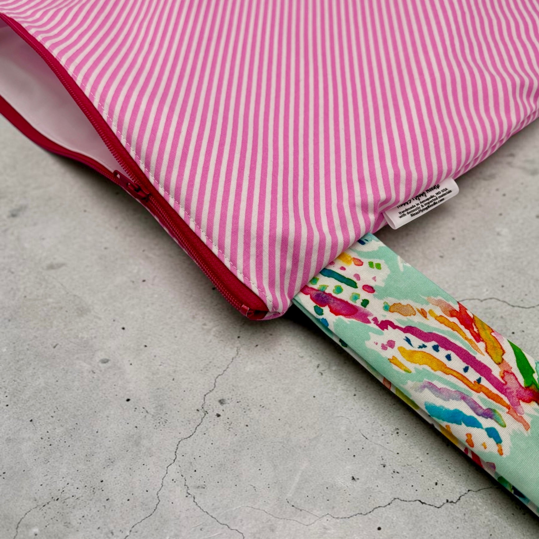 Large Wet Bag with Handle Stripes Bias Pink