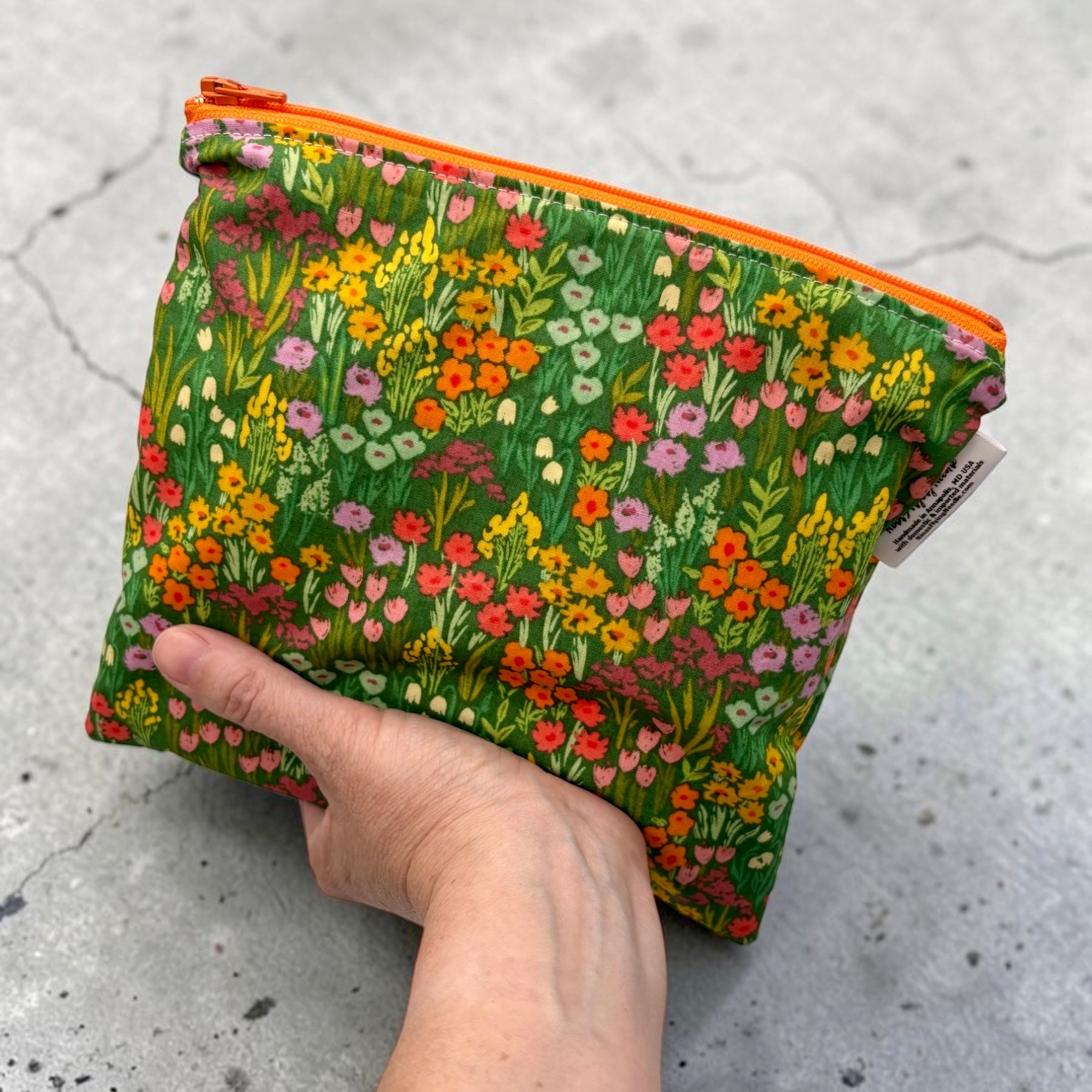 Sandwich Sized Reusable Zippered Bag Flower Meadow