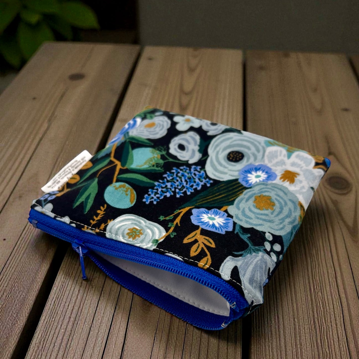 Toddler Sized Reusable Zippered Bag Floral Rifle Paper Co on Purple