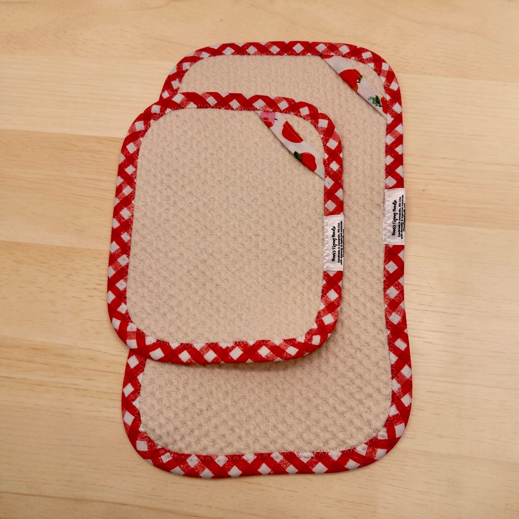 Combo Set of 2 Paper Towels - Red and White Gingham and Apples