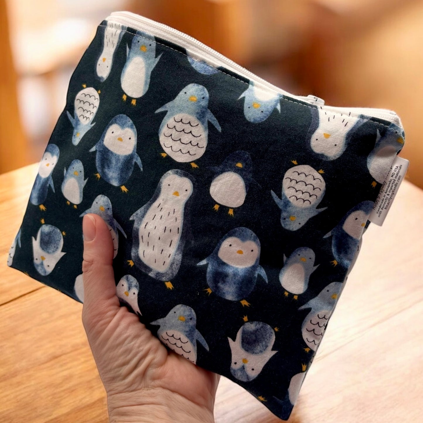 Sandwich Sized Reusable Zippered Bag Penguins