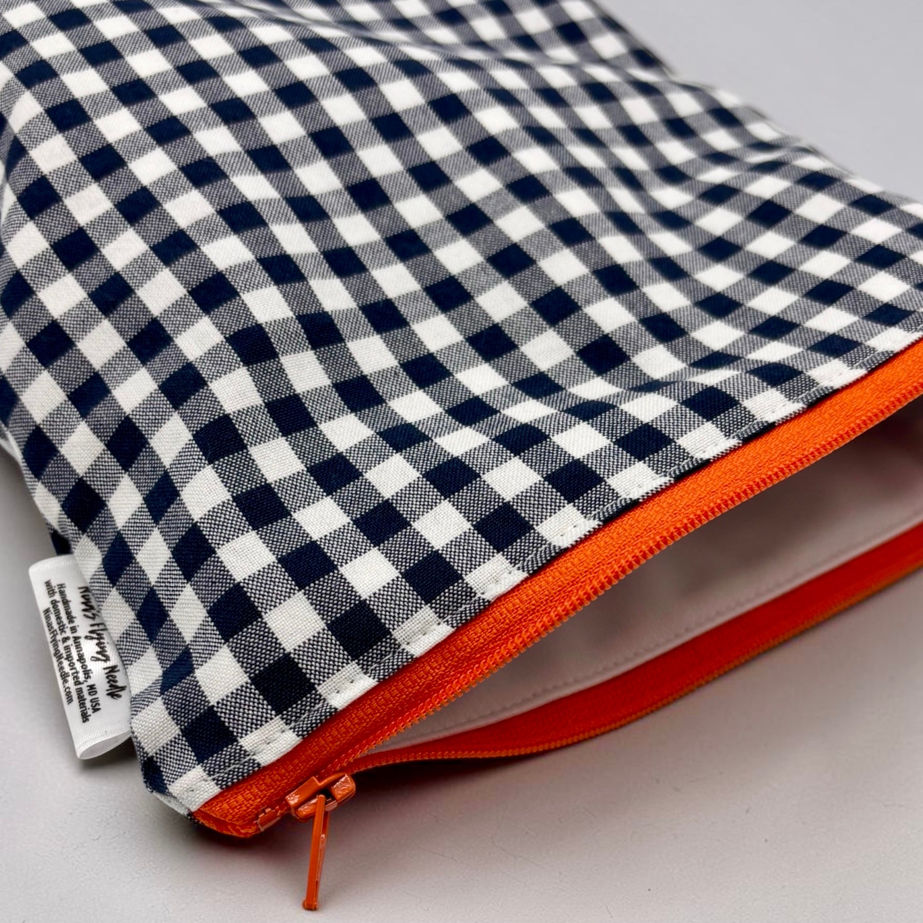Medium Sized Wet Bag Gingham Blue Navy
