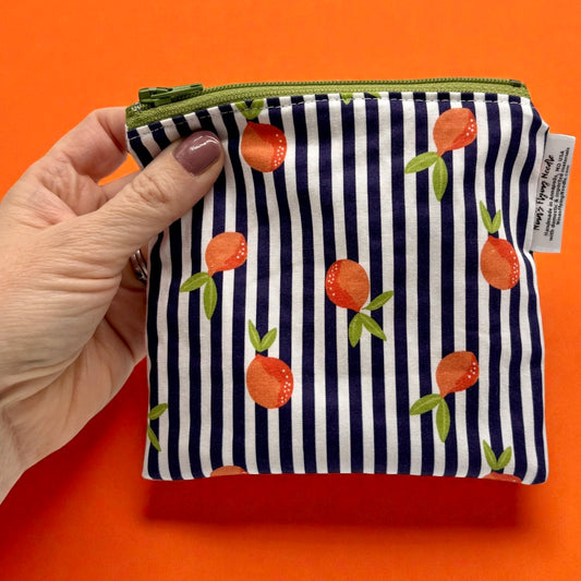 Toddler Sized Reusable Zippered Bag Oranges on Stripes