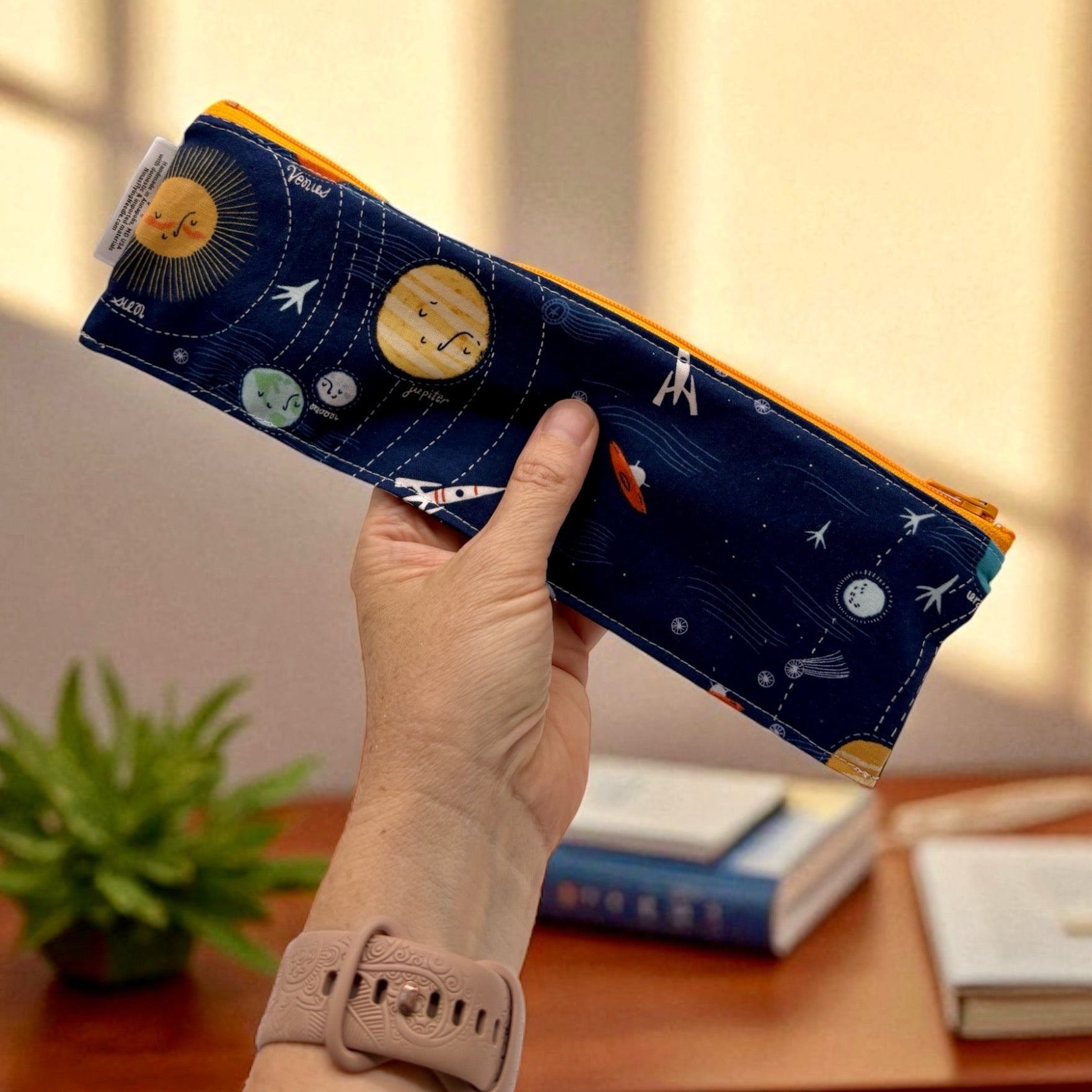 Regular Sized Reusable Straw/Utensil Wet Bag Planets