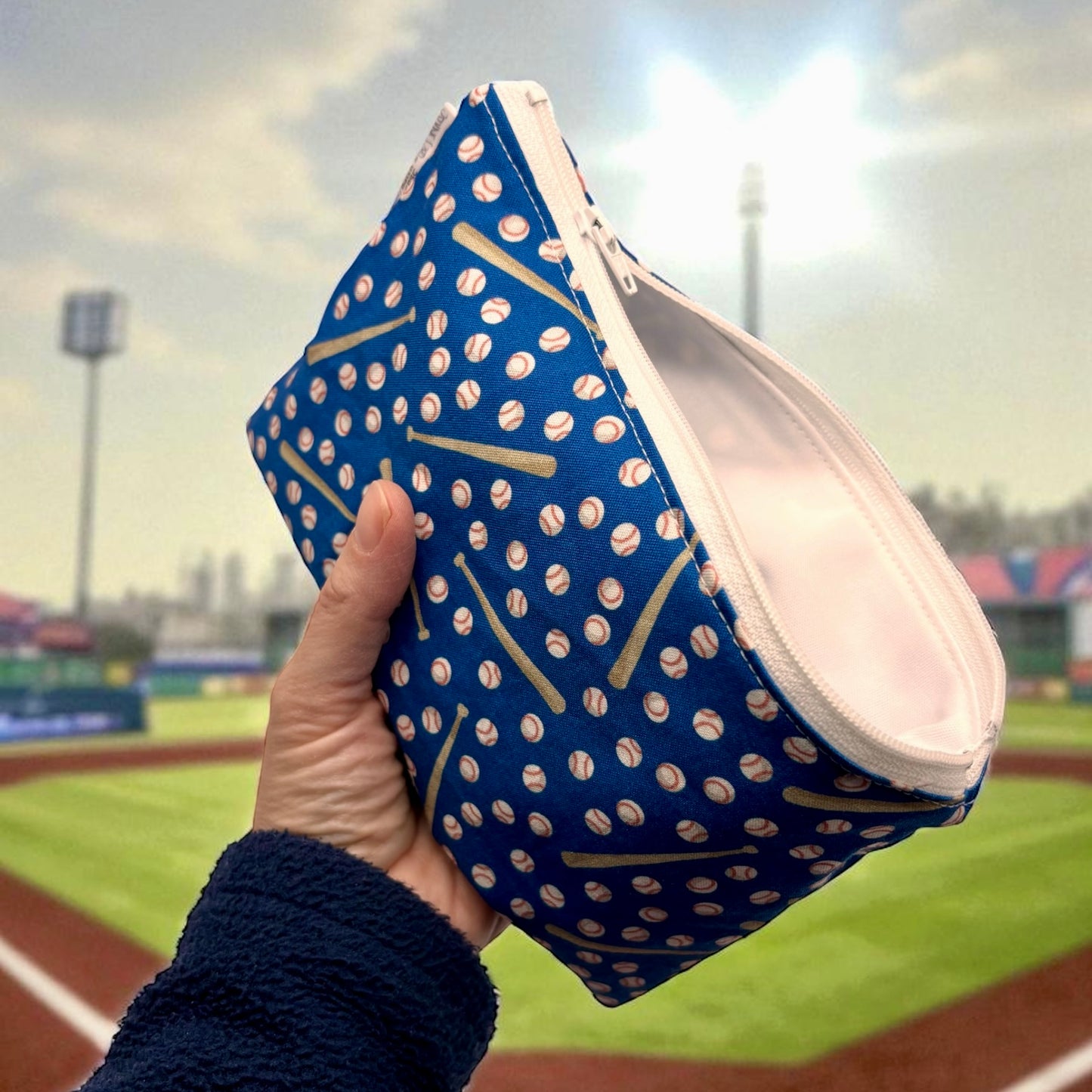 Snack Sized Reusable Zippered Bag Baseball
