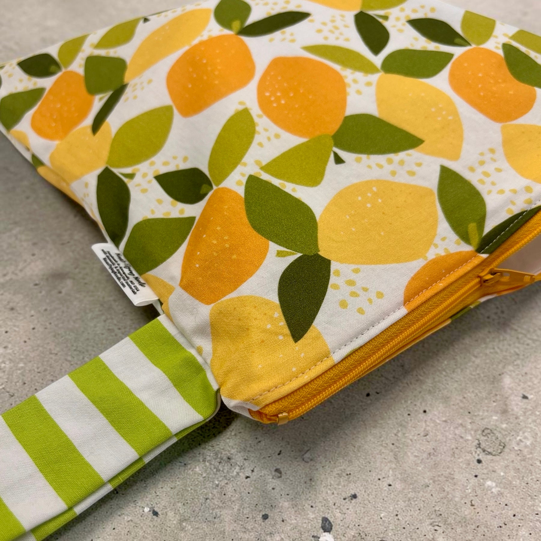 Large Wet Bag with Handle Lemons