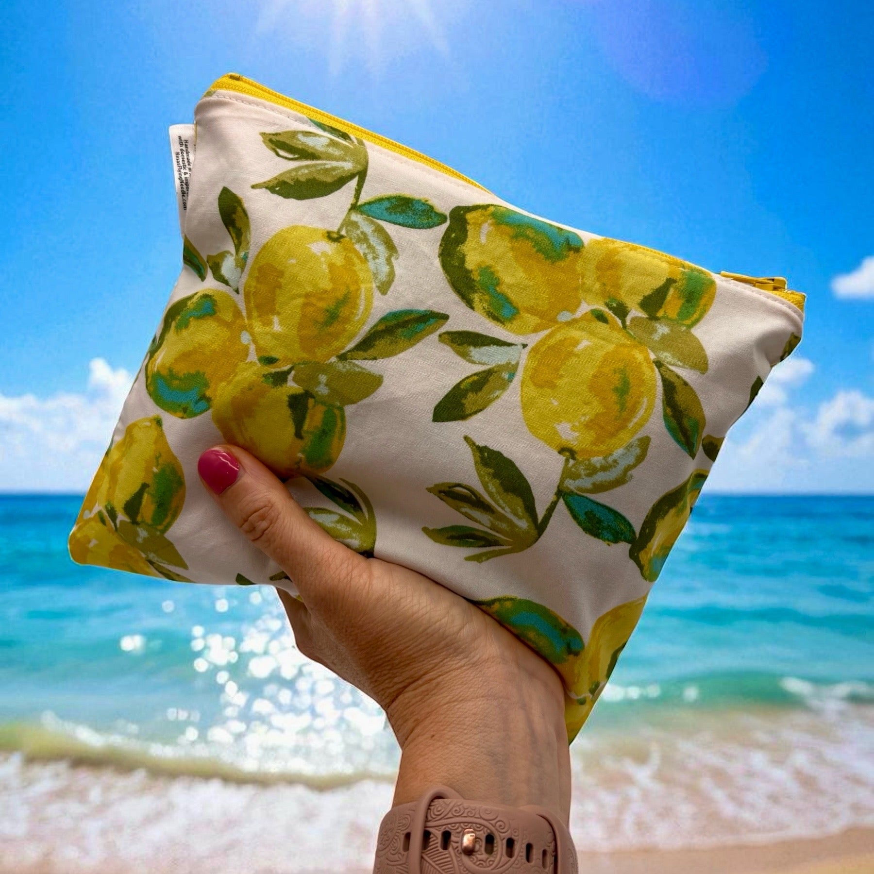 Sandwich Sized Reusable Zippered Bag Lemons