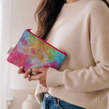 Sandwich Sized Reusable Zippered Bag Tie Dye Polka Dots