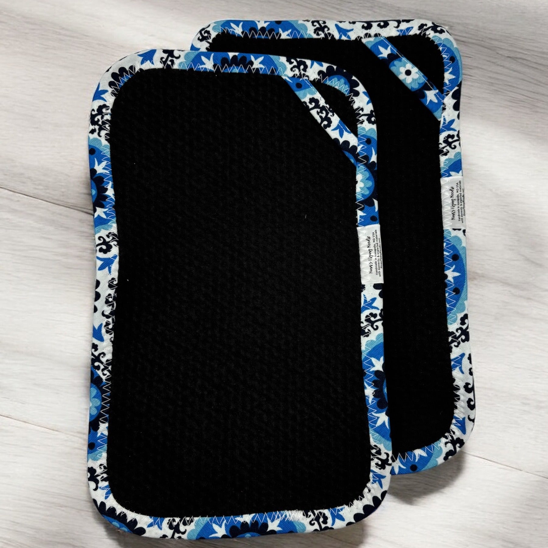 Set of 2 Reusable STANDARD Paper Towels -Mandala on Black