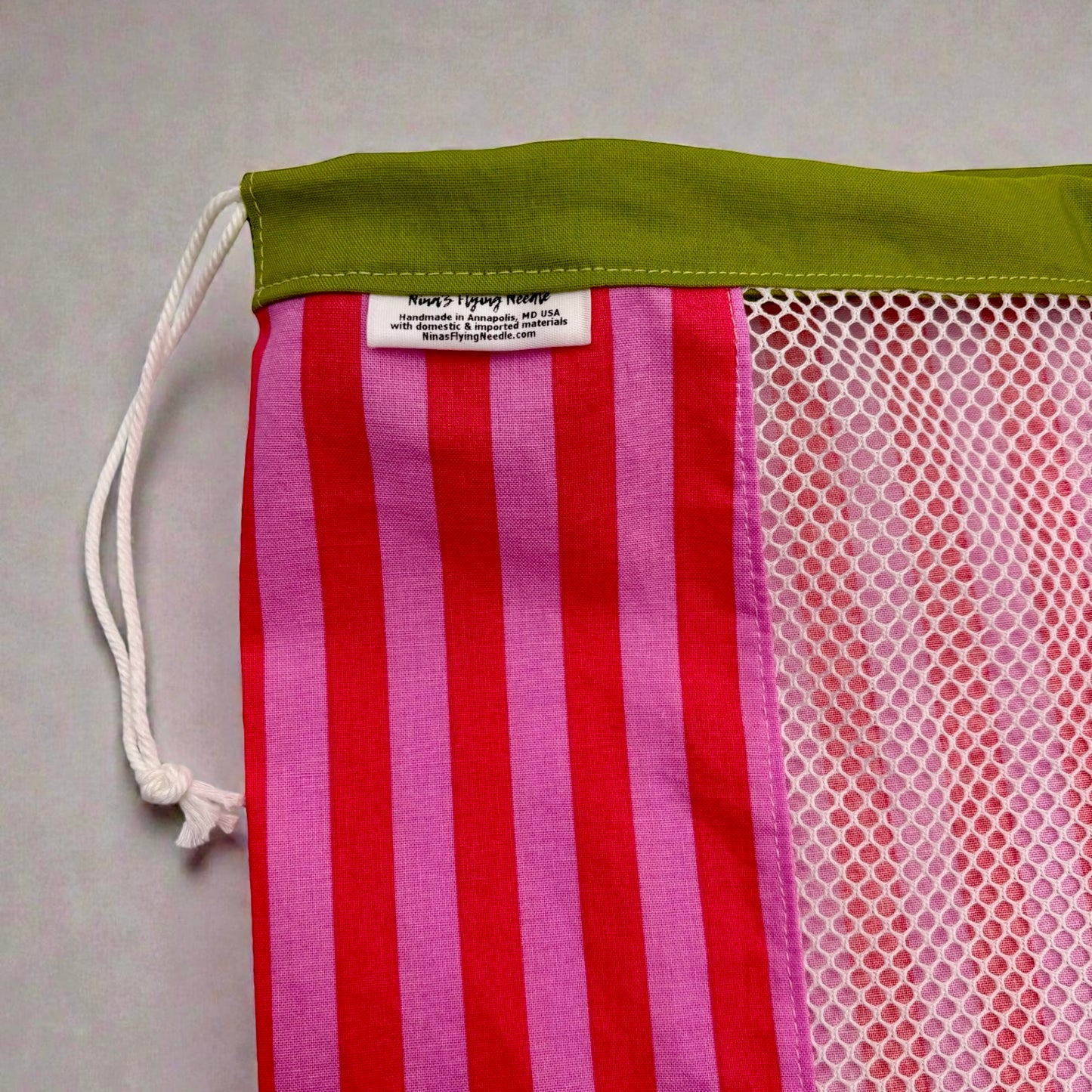 Large Produce Bag Stripes Pink