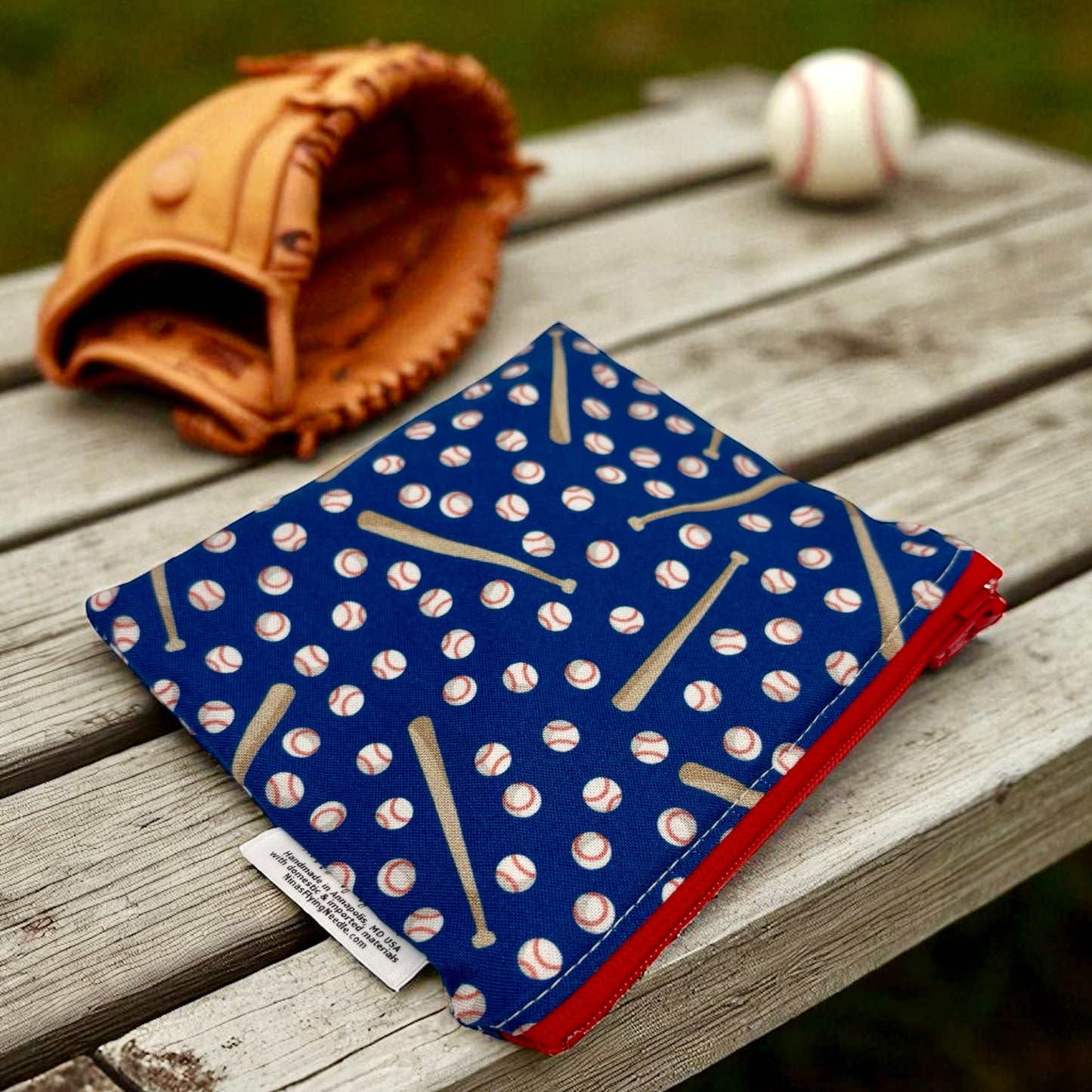 Toddler Sized Reusable Zippered Bag Baseball