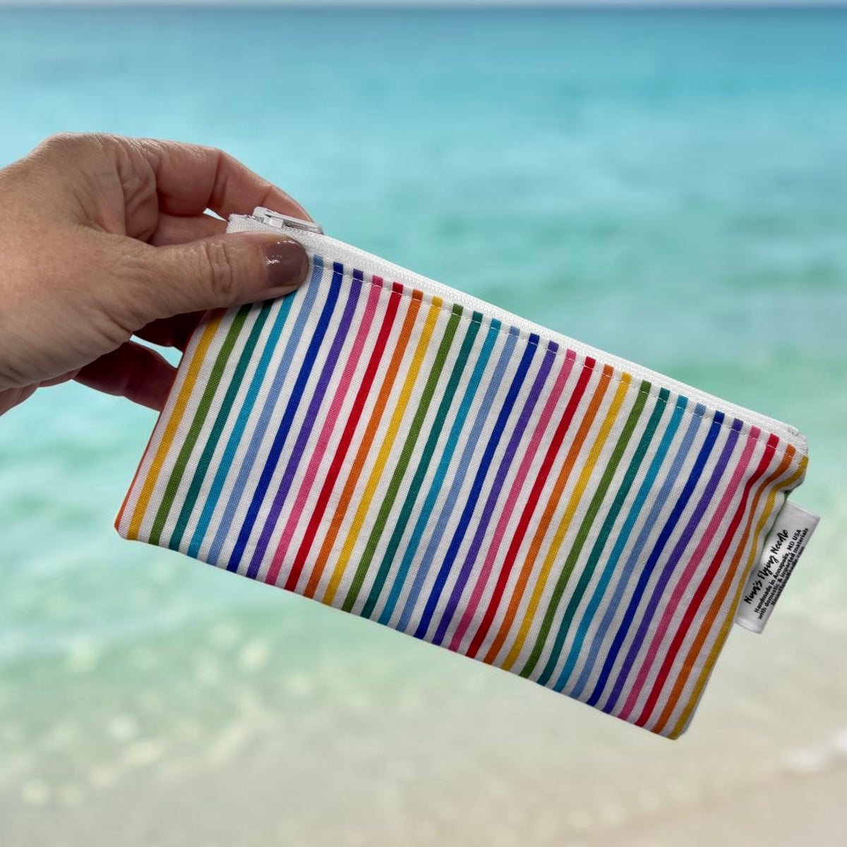 Knick Knack Sized Reusable Zippered Bag Stripes Rainbow