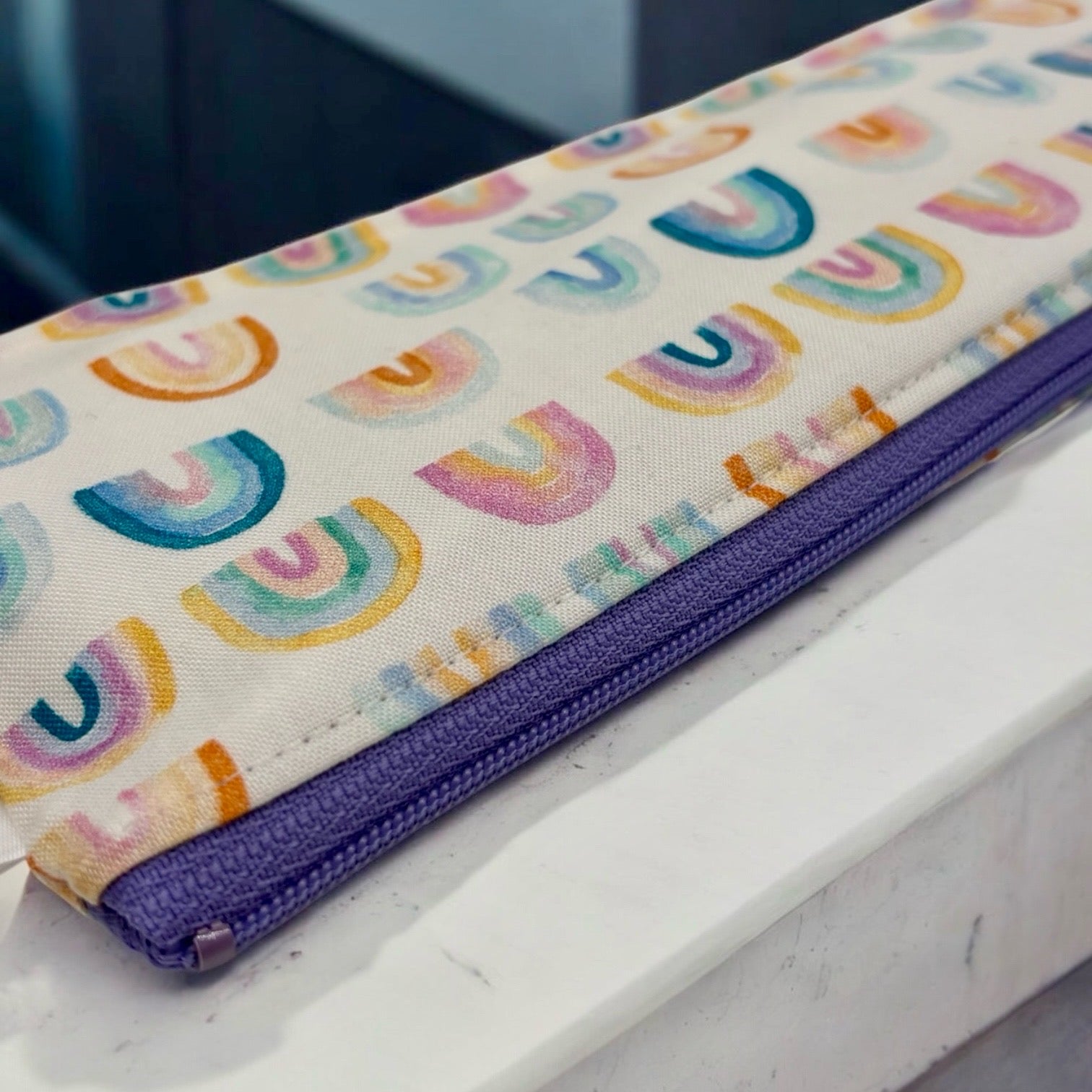 Regular Sized Reusable Straw/Utensil Wet Bag Rainbows Pastels