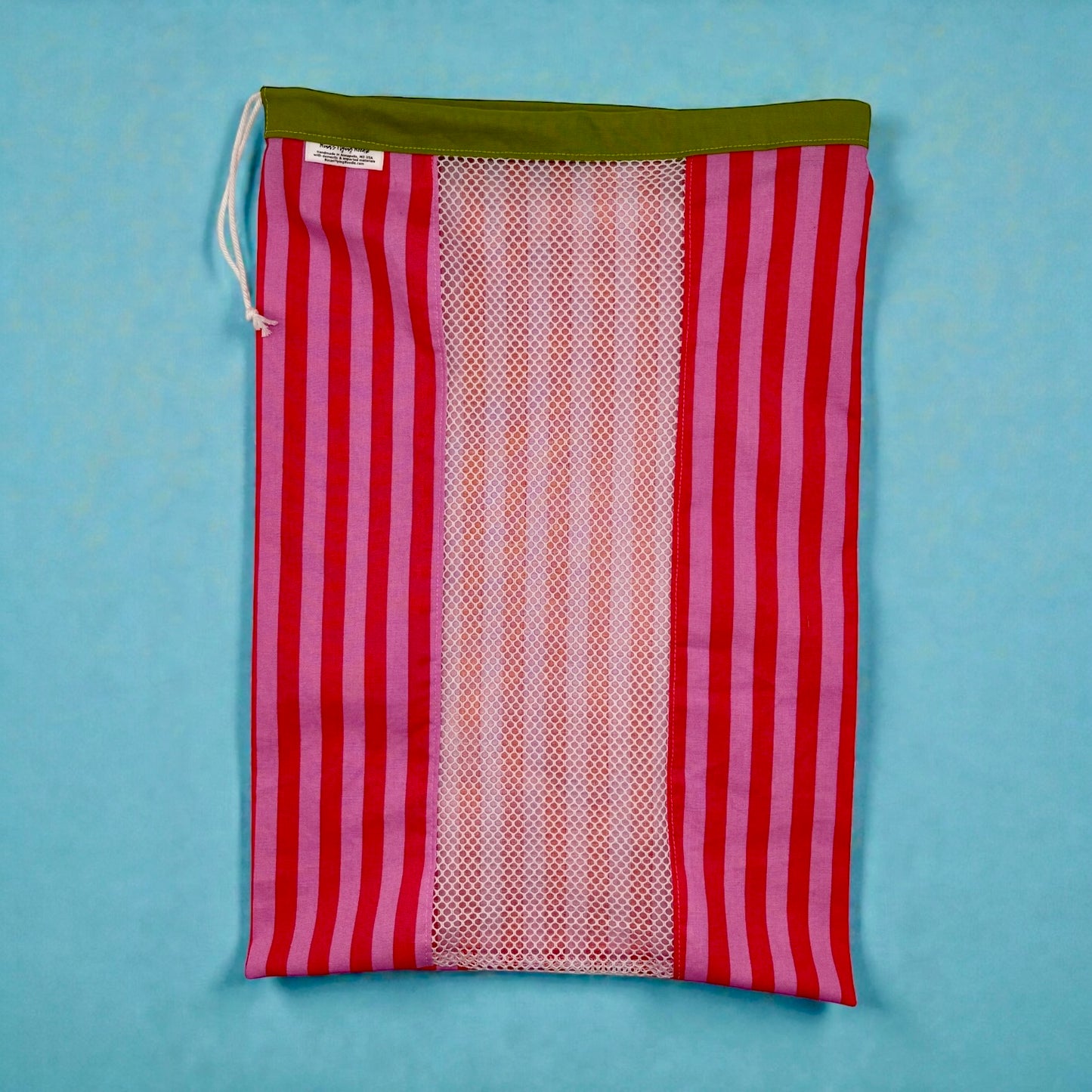 Large Produce Bag Stripes Pink