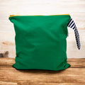 Large Wet Bag with Handle Solid Green and Stripes