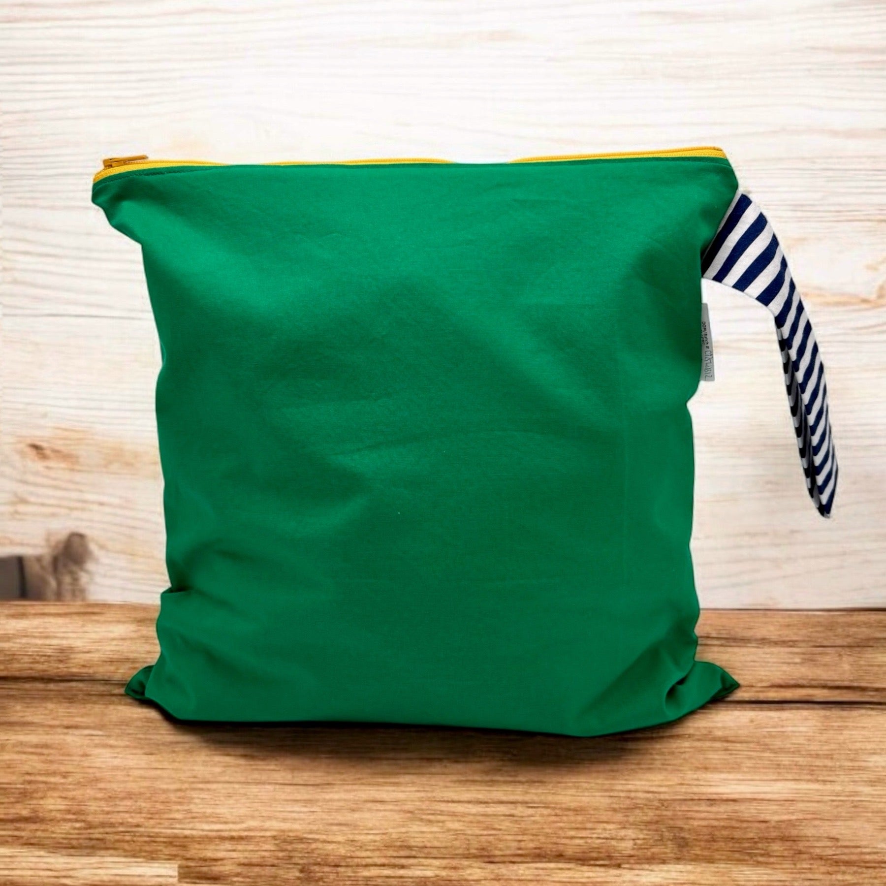 Large Wet Bag with Handle Solid Green and Stripes