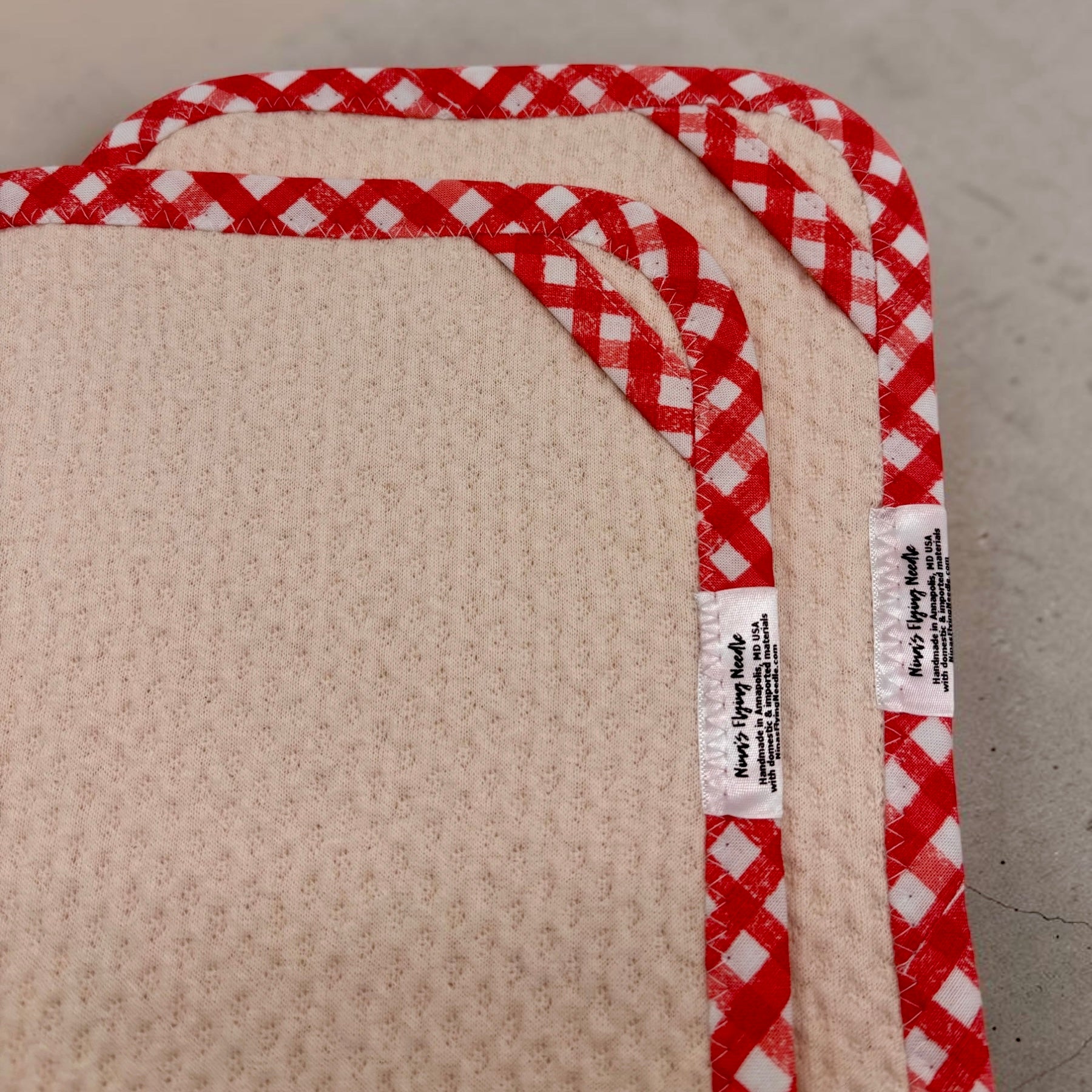 Set of 2 Reusable STANDARD Paper Towels - Red and White Gingham