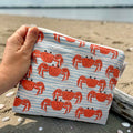 Sandwich Sized Reusable Zippered Bag Crabs on Stripes
