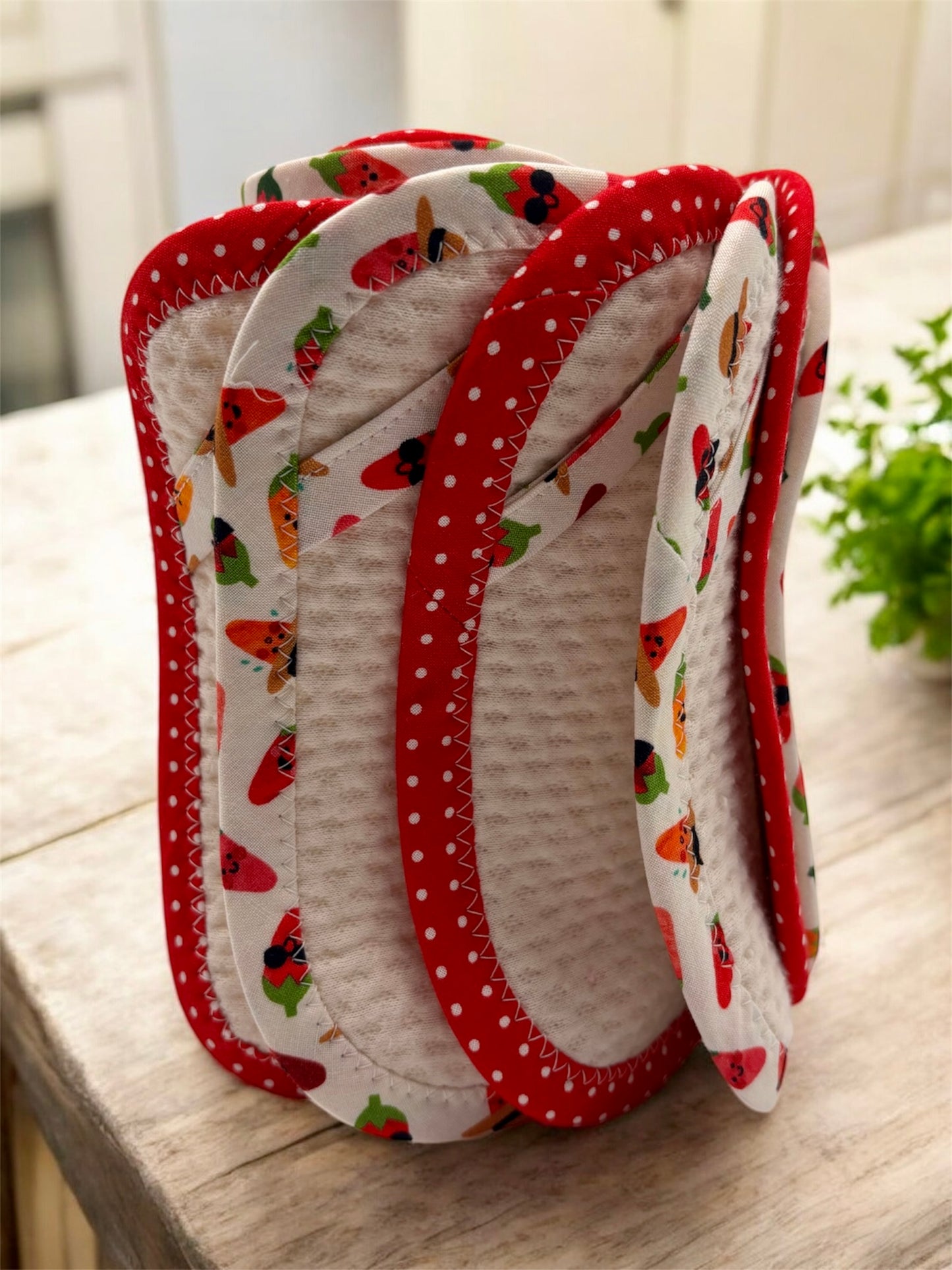 Set of 2 Reusable STANDARD Paper Towels - Chili Peppers and Polka Dots