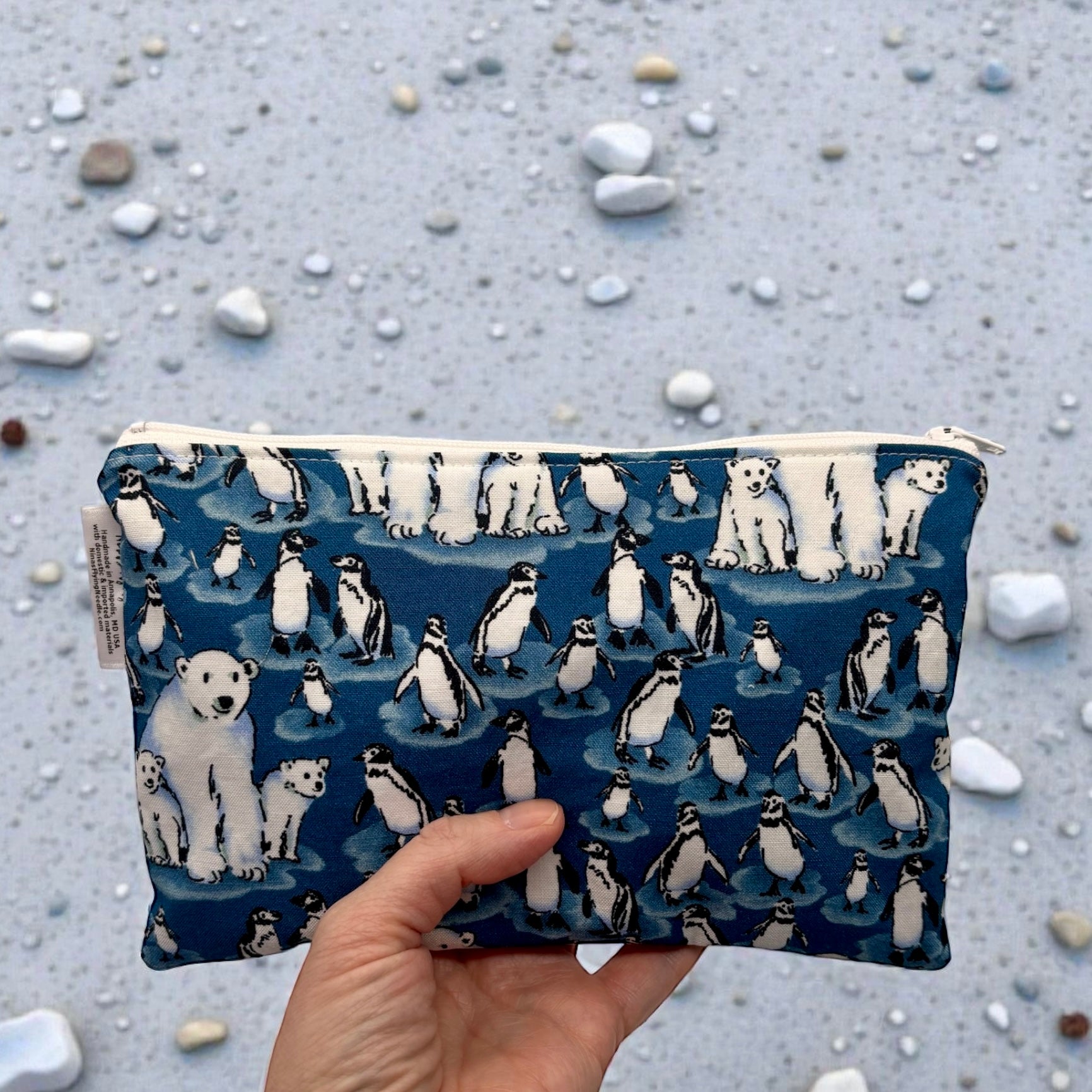 Snack Sized Reusable Zippered Bag Polar Bears and Penguins