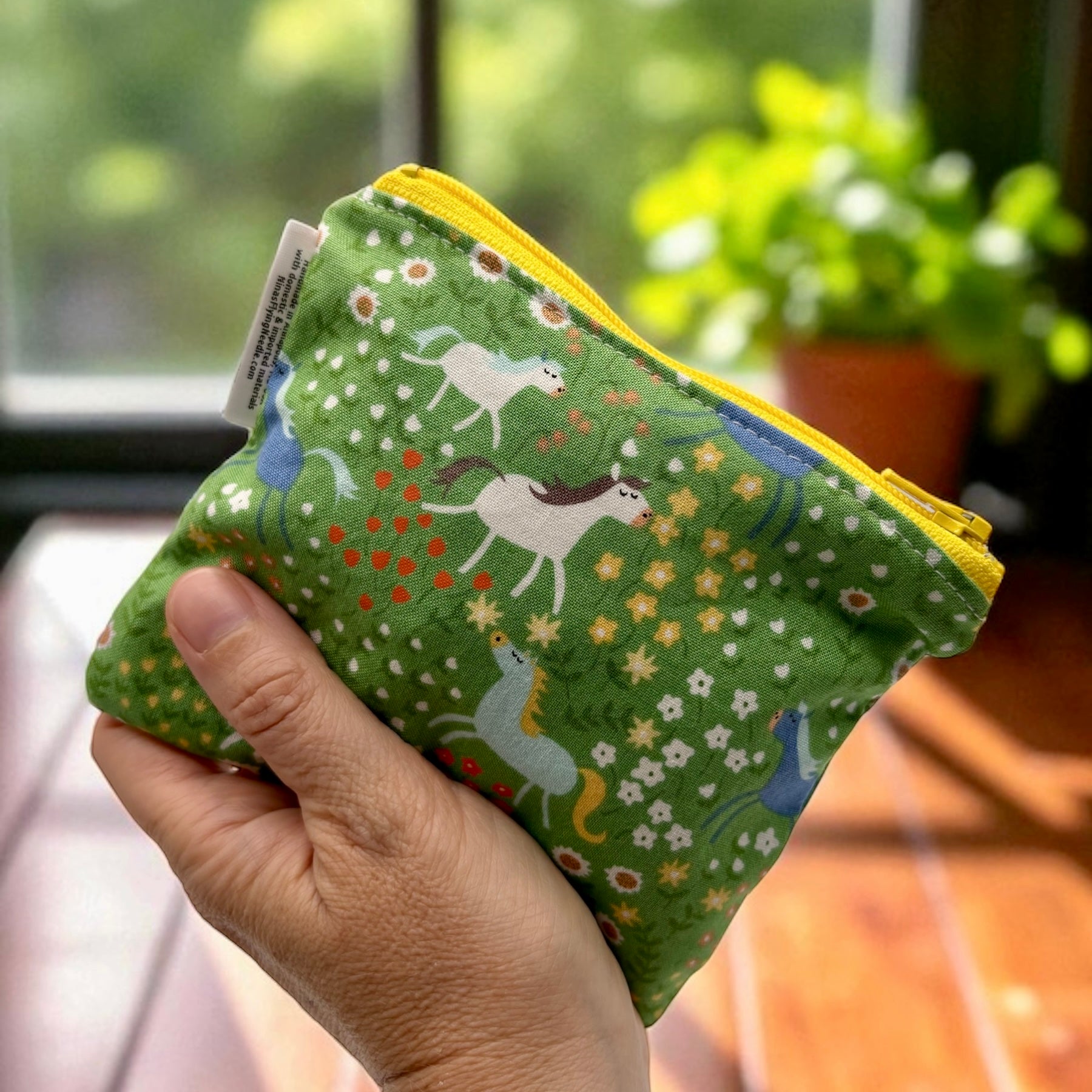 Toddler Sized Reusable Zippered Bag Horses and Flowers