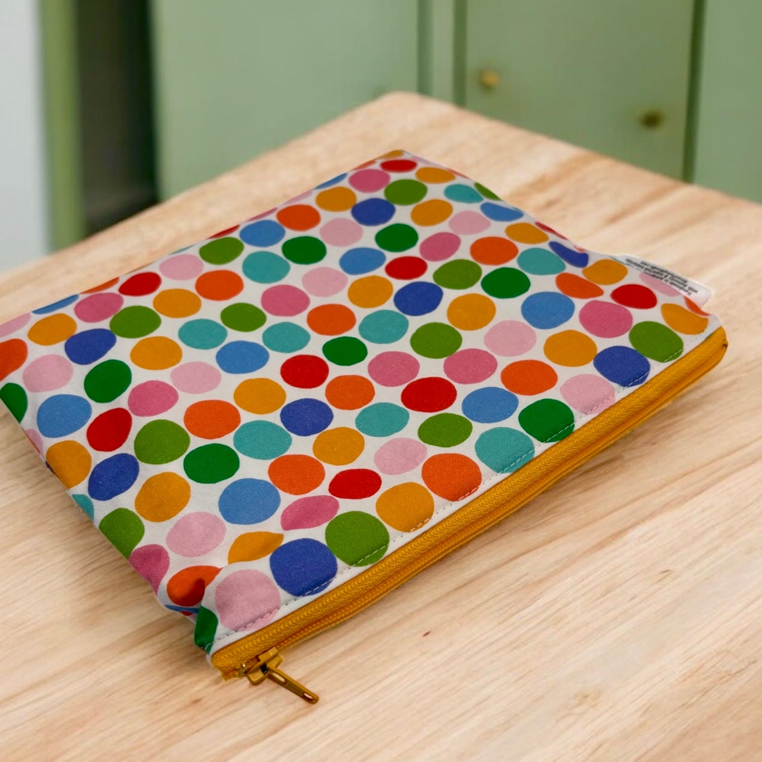Sandwich Sized Reusable Zippered Bag Dots Colorful