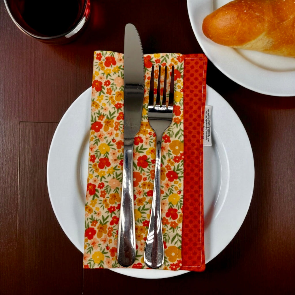 Reusable Napkins - Floral Yellow Orange